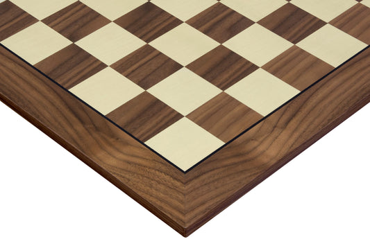 Échiquier No. 4 – Noyer & Érable, Marqueterie avec Liseré Noir – 54 × 54 cm