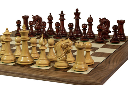 Échiquier No. 4 – Noyer & Érable, Marqueterie avec Liseré Noir – 54 × 54 cm