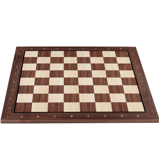 Échiquier No. 4 Exclusive – Noyer & Sycomore, Marqueterie avec Notation & Bordure Noire – 54 x 54 cm